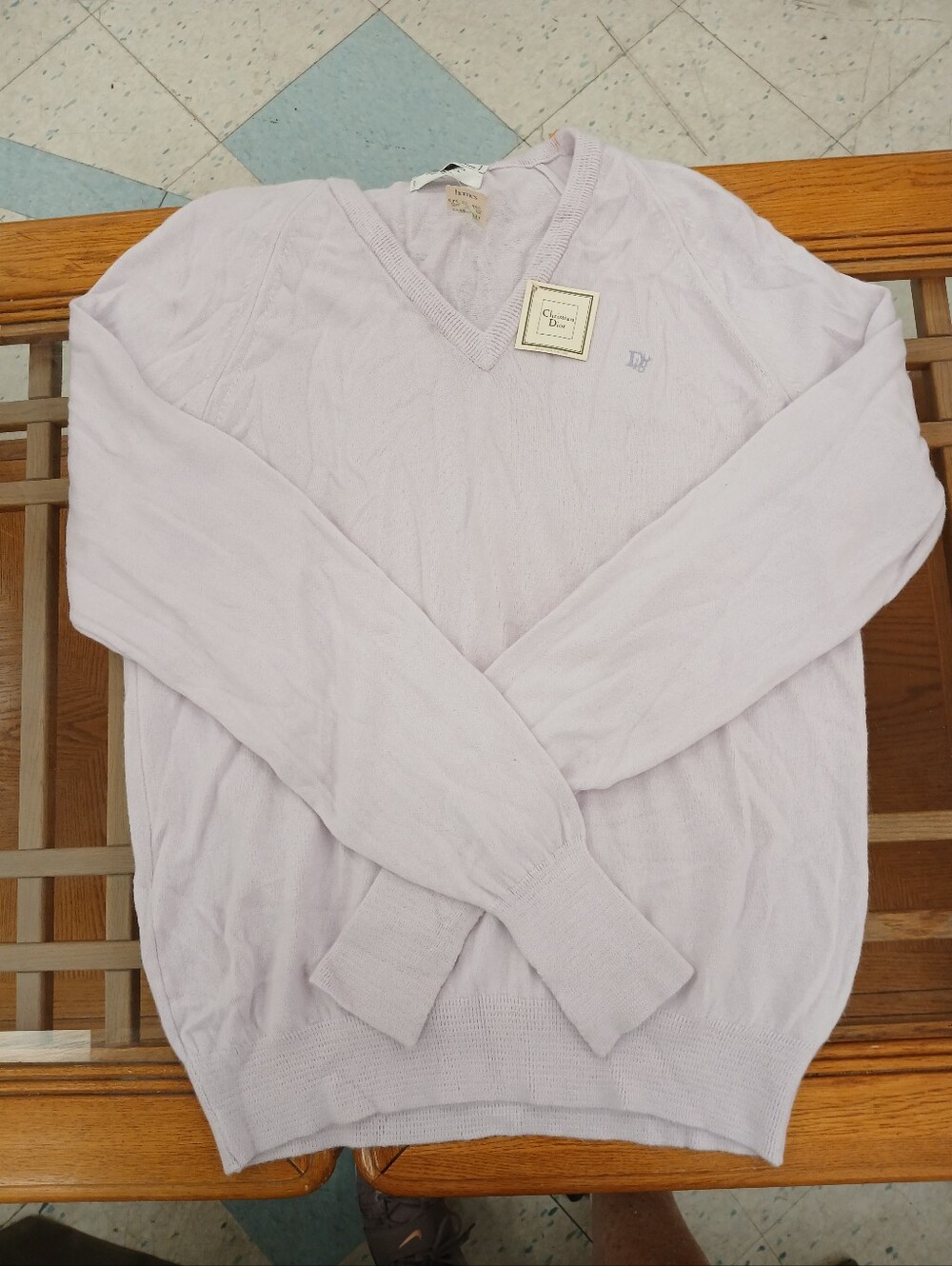 Vintage Christian Dior Pale Lavender V-Neck Sweater New With Tags From Hornes